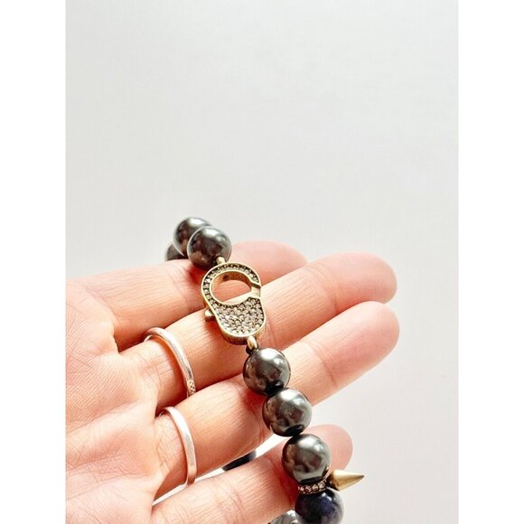 STELLA & DOT Renegade Blue Grey Beaded Rhinestone Pave Studded Stretch Bracelet - Picture 6 of 8